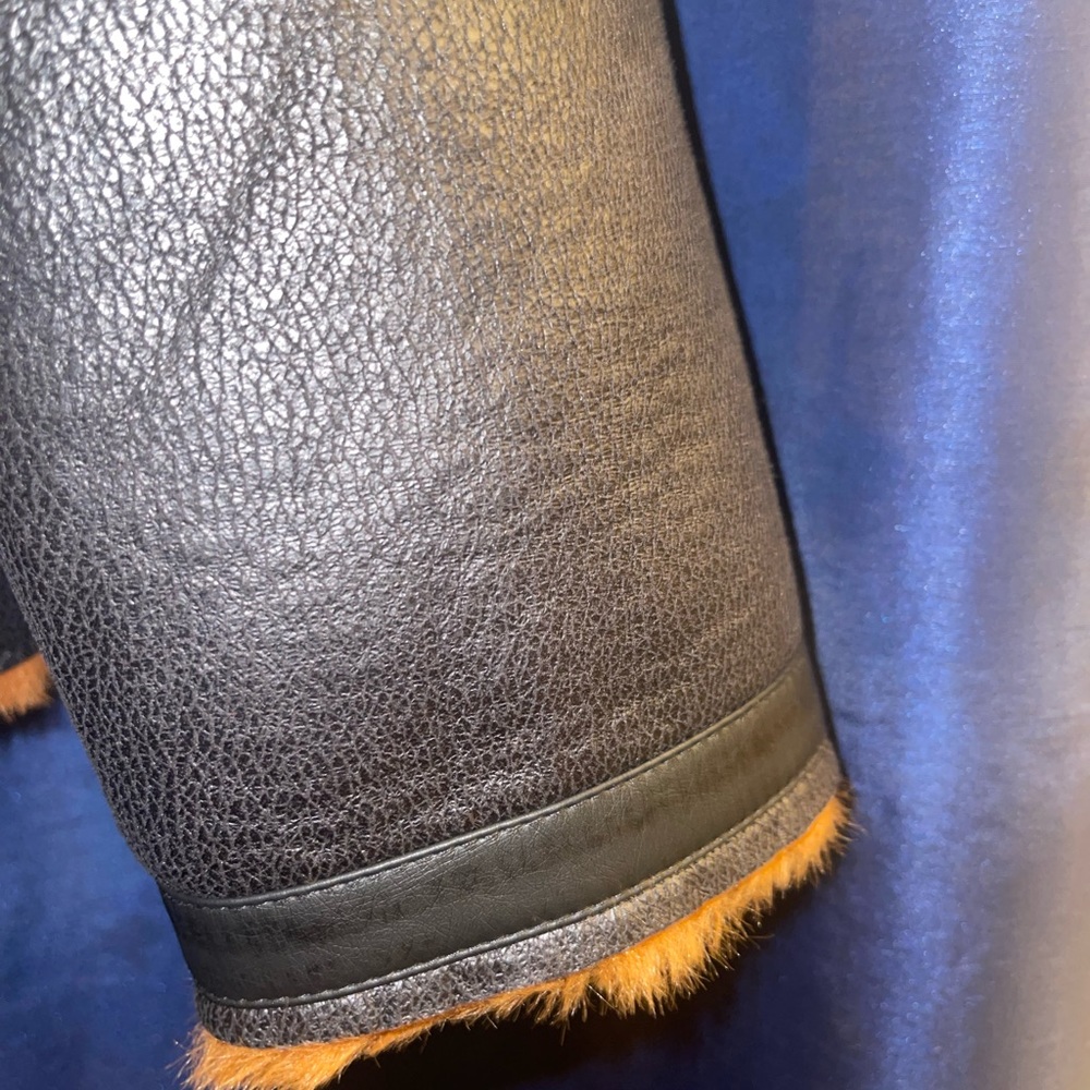 BoohoMan Leather Jacket W/ Fur - Picture 5 of 12